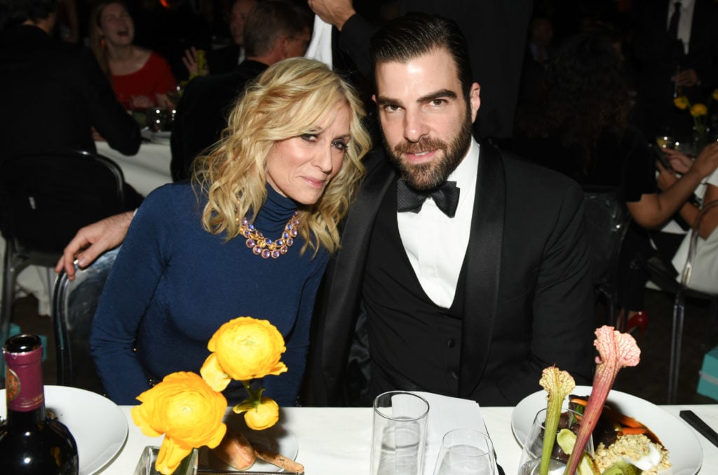 Judith Light and Zachary Quinto at ACRIA's 21st Annual Holiday Dinner. Courtesy of BFA.