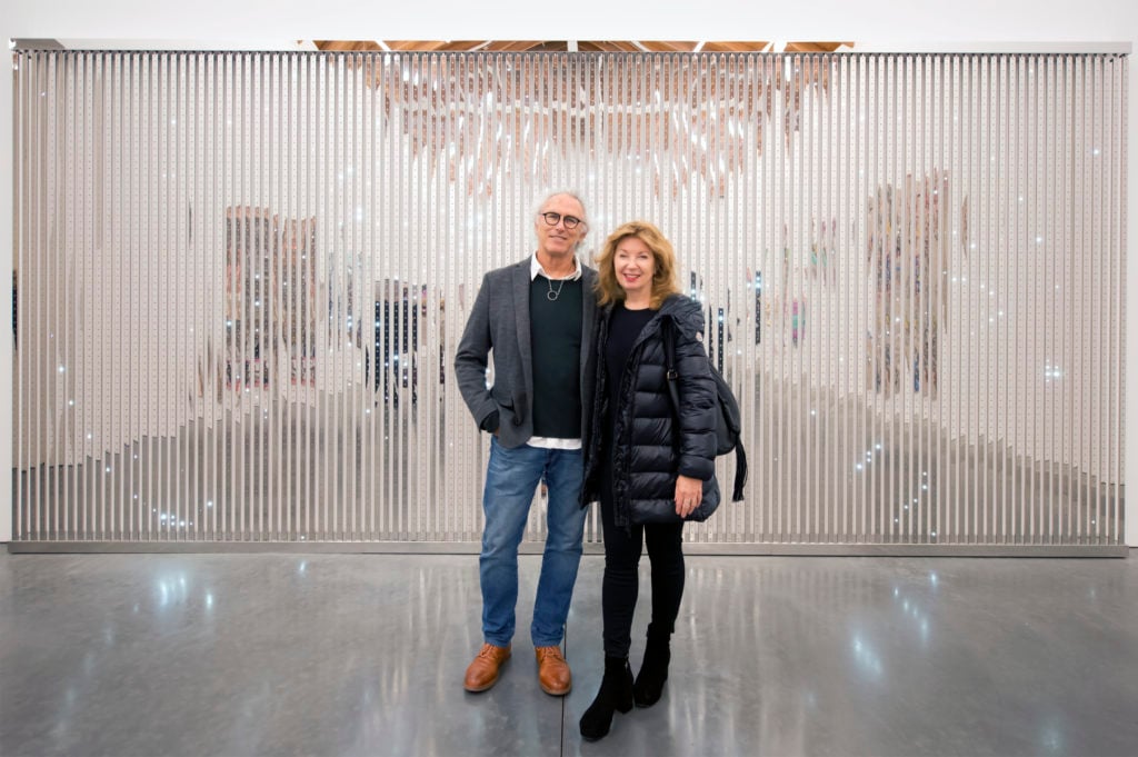 Eric Fischl and April Gornik at the opening of "Artists Choose Artists" at Parrish Art Museum. Courtesy of the Parrish Art Museum.