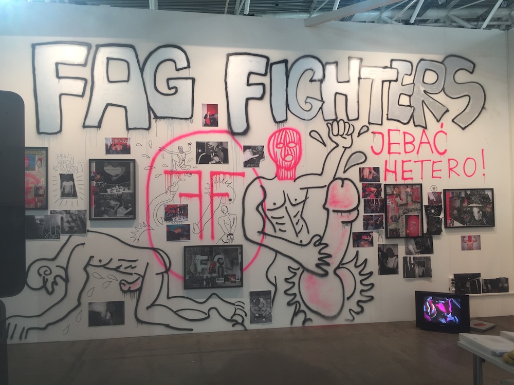 Karol Radziszewski, Fag Fighters at BWA Warszawa's booth at Artissima 2016. Photo courtesy artnet News.