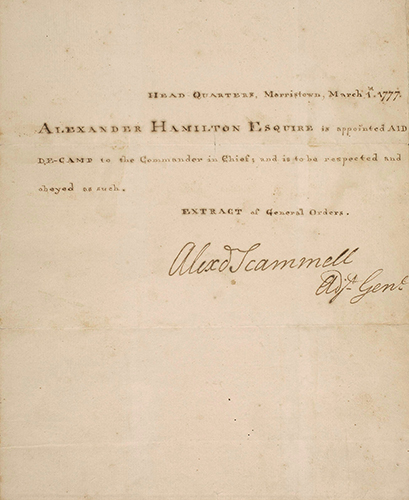 General orders appointing Alexander Hamilton aide-de-camp to George Washington. Photo: Sotheby's.