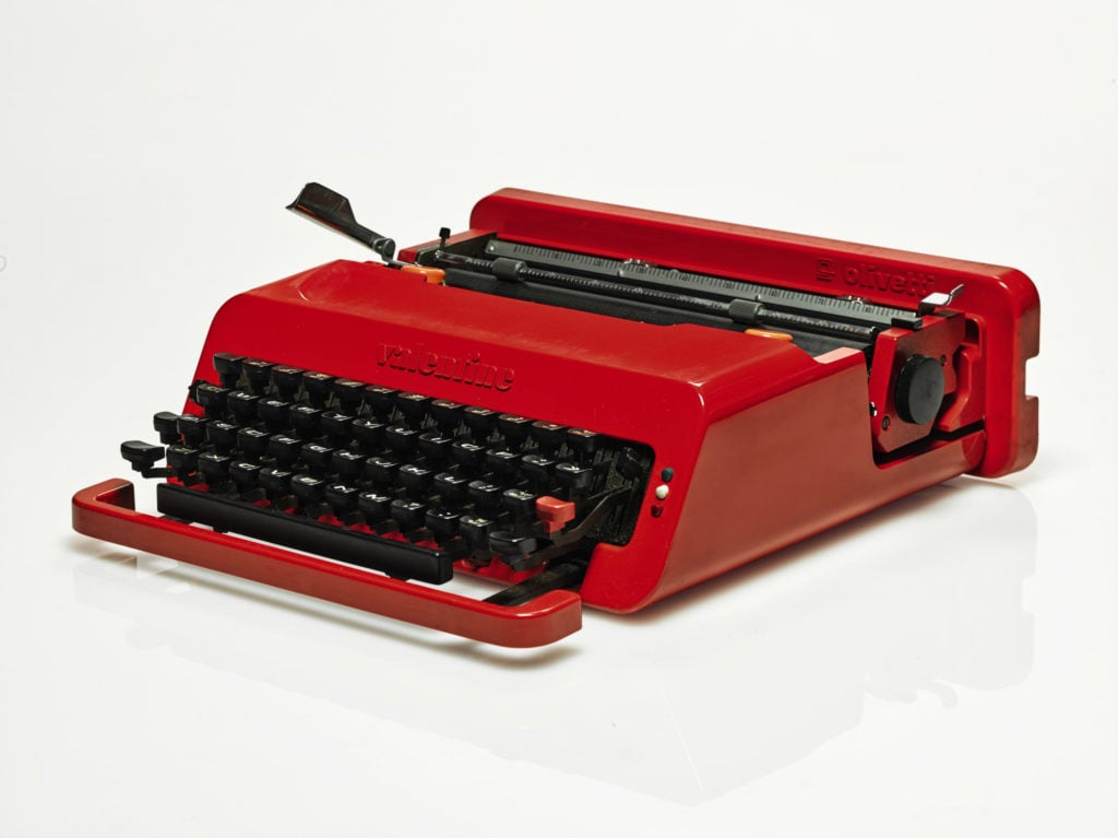 Ettore Sottsass and Perry King, Valentine portable typewriter (designed in 1969, acquired in 2014)/ Estimate £300-£500. Photo ©Sotheby’s.