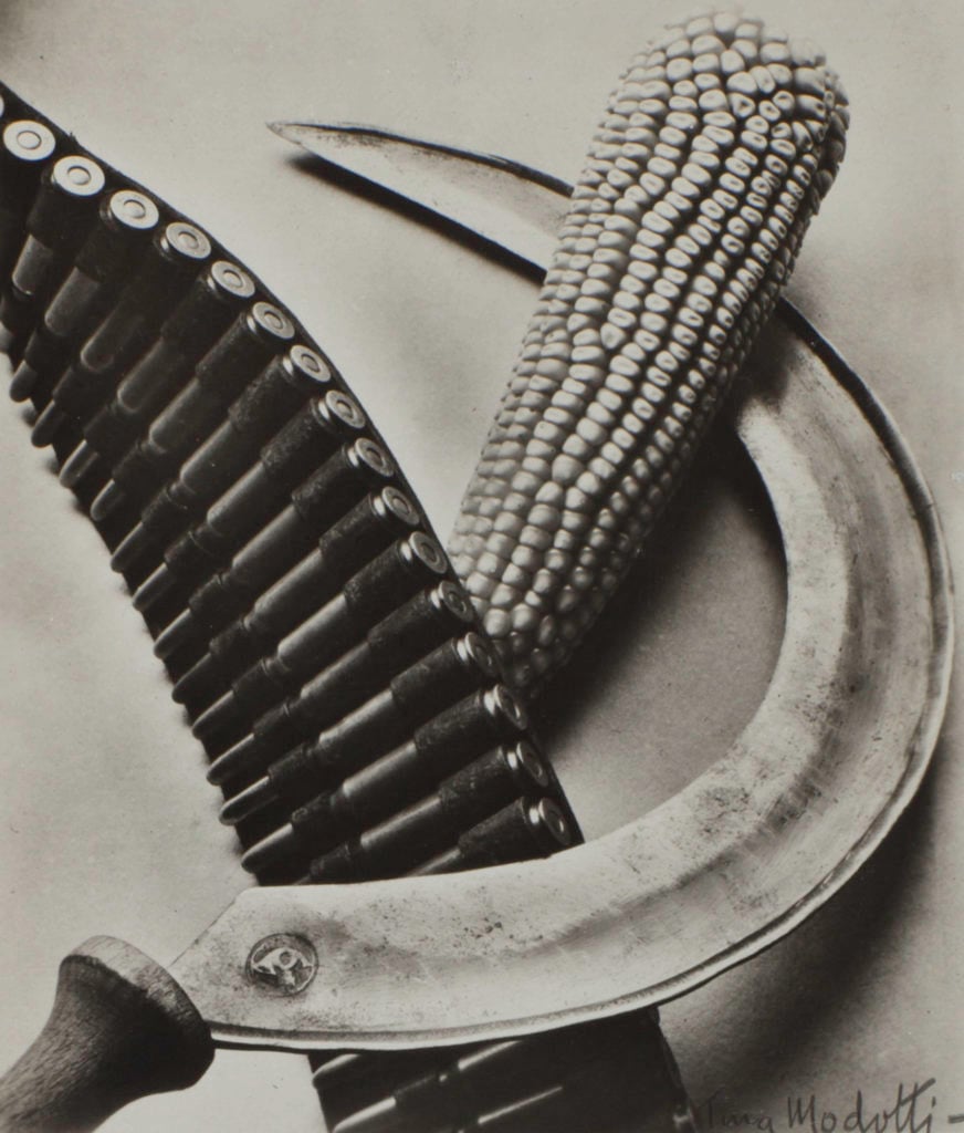 Tina Modotti, Bandolier, Corn and Sickle (1927), from the Sir Elton John Photography Collection. Courtesy Tate.