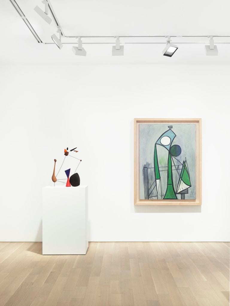 Installation View: " Calder and Picasso" at , Almine Rech Gallery, New York, 2016 All works by Alexander Calder © 2016 Calder Foundation, New York / Artists Rights Society (ARS), New York. All works by Pablo Picasso © 2016 Estate of Pablo Picasso / Artists Rights Society (ARS), New York