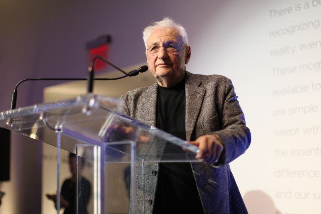 Frank Gehry at Pershing Square Signature Center, New York, January 30, 2012. Photo Clint Spaulding/PatrickMcMullan.com.