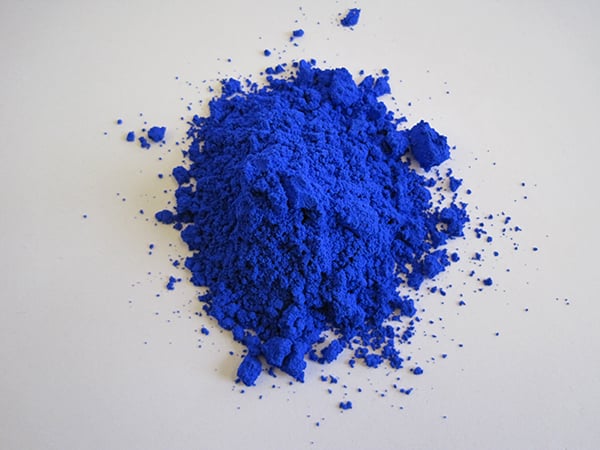 The newly-discovered YInMn blue is now commercially available from the Shepherd Color Company. Courtesy of Oregon State University.