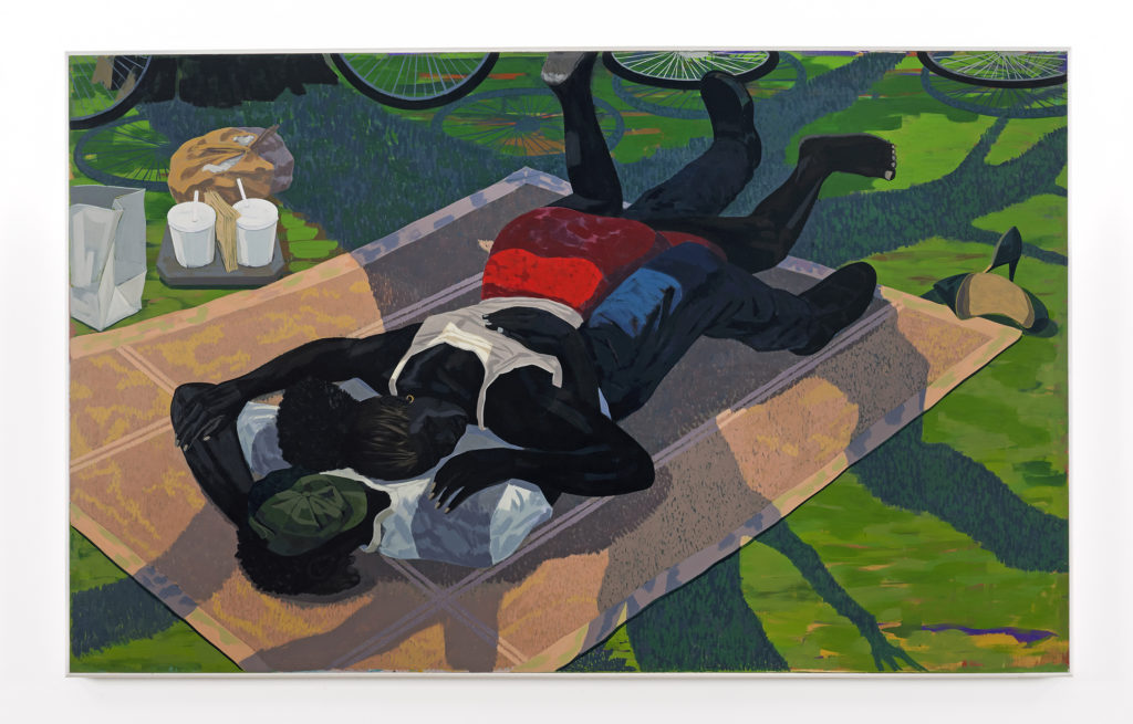 Kerry James Marshall, Untitled (Blanket Couple) (2014). Courtesy David Zwirner.