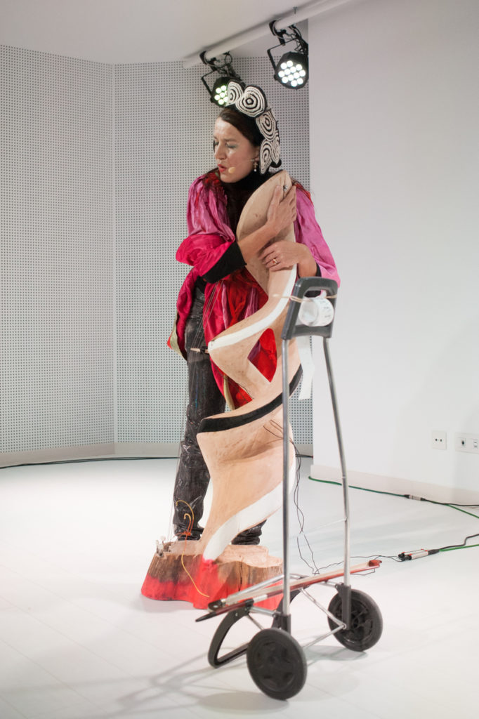 Elisabeth von Samsonow, performing "Urpflanzen Aria" at the Goethe Institute Barcelona. Photo courtesy of Vienna Art Week and (c) Wolfgang Thaler.
