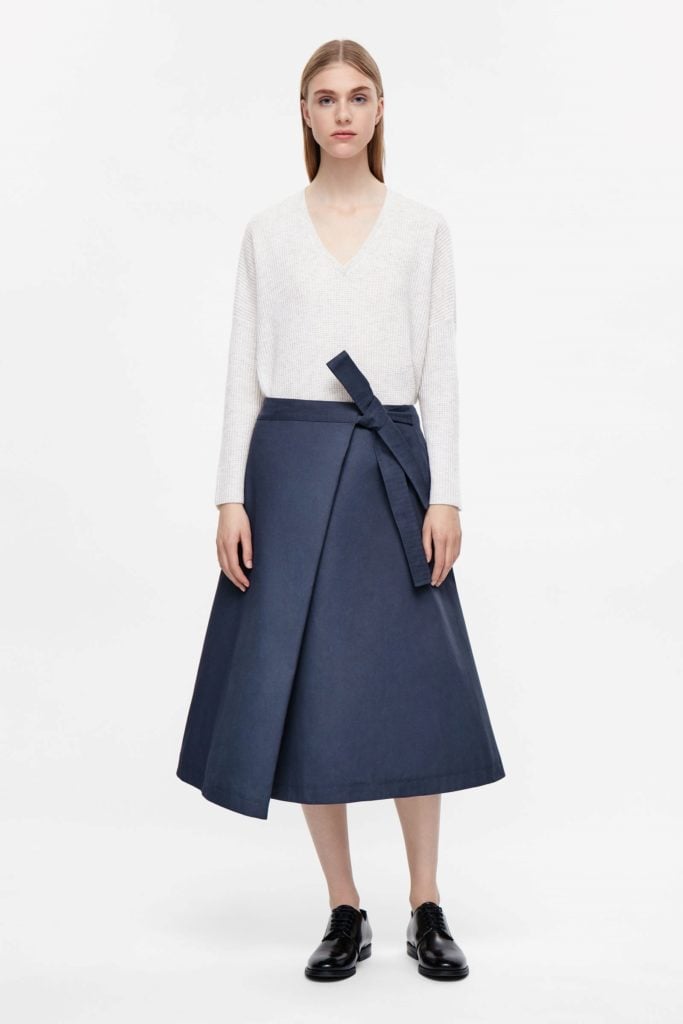 Agnes Martin inspired folded wrap-over skirt by COS. Courtesy of COS. 