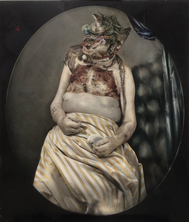 Joel-Peter Witkin, <em>Drowned at Sea, Paris (Encaustic with Oil Paint)</em> (2002). Courtesy of A Gallery for Fine Photography.