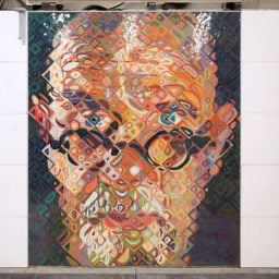 Chuck Close, Self Portrait from his "Subway Portraits" at the 86th stop on the new 2nd Avenue subway line. Courtesy of Governor Cuomo's office.