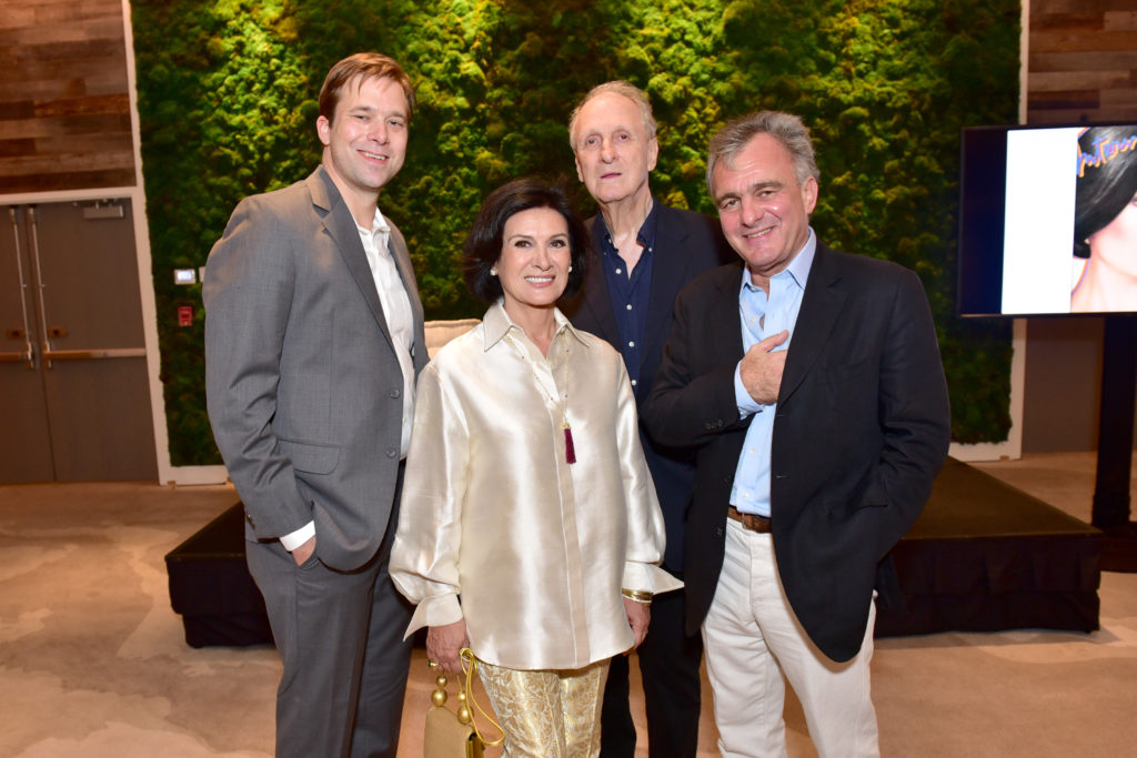 Chris Bollen, Paloma Picasso, John Loring, and guest attend the conversation with Paloma Picasso hosted by Interview and Tiffany & Co. at 1 Hotel South Beach. Courtesy of Sean Zanni/Patrick McMullan via Getty Images.