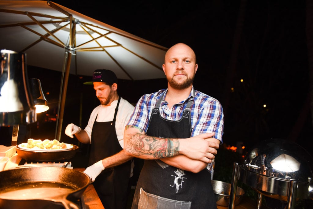 Chef Jeremy Ford at Kehinde Wiley's Southern Fish Fry. Courtesy of BFA.