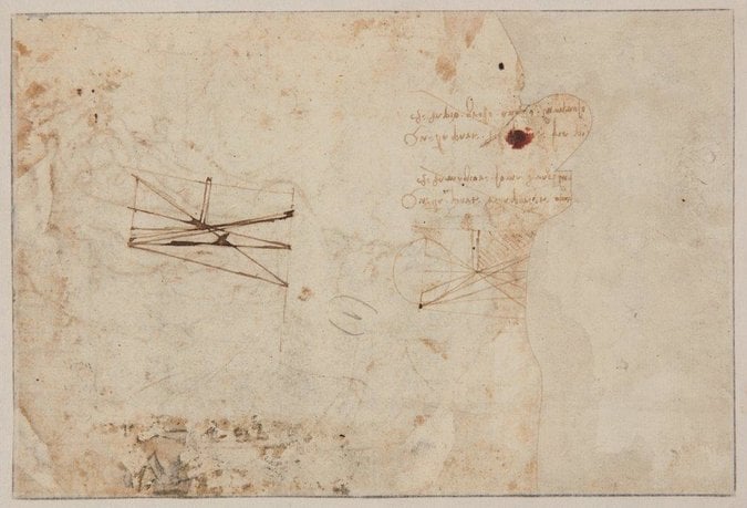 The back of the drawing attributed to Leonardo da Vinci. Courtesy of Tajan.