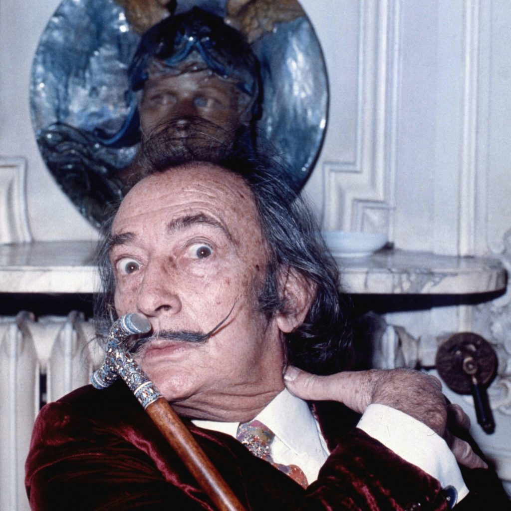 Salvador Dalí at the age of 68 (1972). Photo by Allan Warren, Creative Commons Attribution-Share Alike 3.0 Unported license.