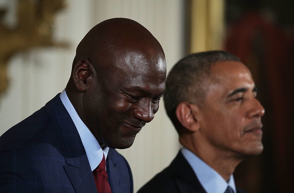 Michael Jordan and President Barack Obama during the Presidential Medal of Freedom presentation ceremony at the White House in November 2016. Photo courtesy Alex Wong/Getty Images.