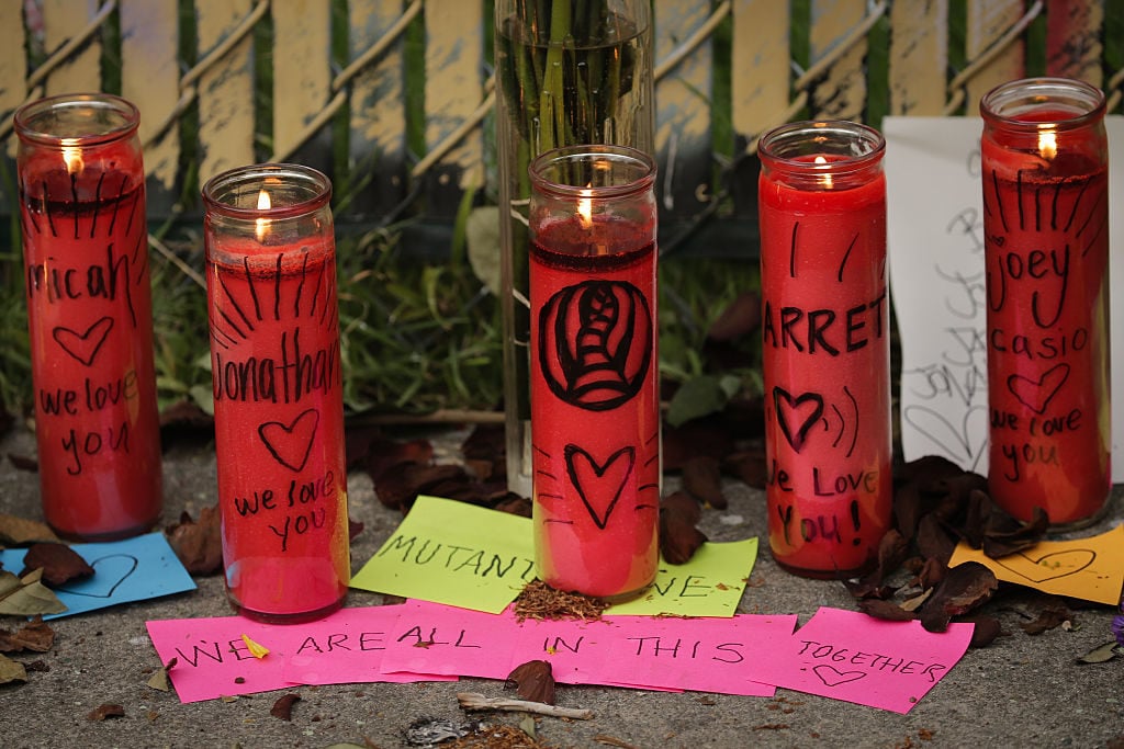 A memorial near the site of a warehouse fire that has claimed the lives of at least 33 people in Oakland, California. Photo Elijah Nouvelage/Getty Images.