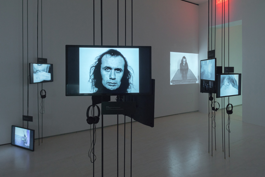 Vito Acconci, <em>WHERE WE ARE NOW (WHO ARE WE ANYWAY?)</em>, 1976 (installation view). Courtesy of Acconci Studio and MoMA PS1, photo by Pablo Enriquez.