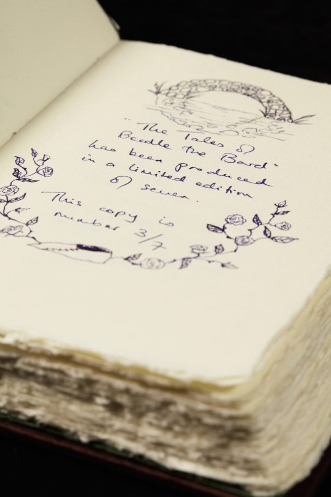 One J.K. Rowling's hand-illustrated copies of <em>The Tales of Beedle the Bard</em>. Courtesy of Sotheby's London. 