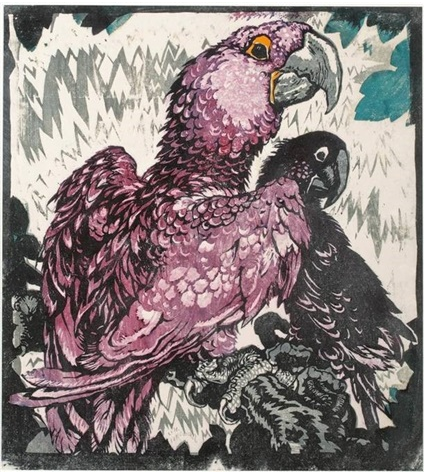 Ludwig Heinrich Jungnickel, Two Violet Macaws (1914). Courtesy of Galerie Bei Der Albertina, Zetter GmbH.