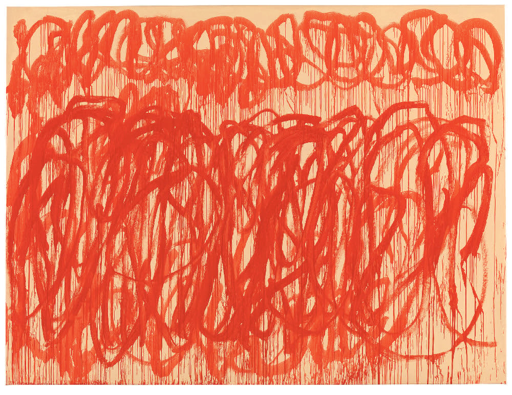 Cy Twombly, <i>Untitled (Bacchus),</i> (2005). @Cy Twombly Foundation, Udo and Anette Brandhorst Collection ©BKP, Berlin. RMN-Grand Palais / Image BStGS