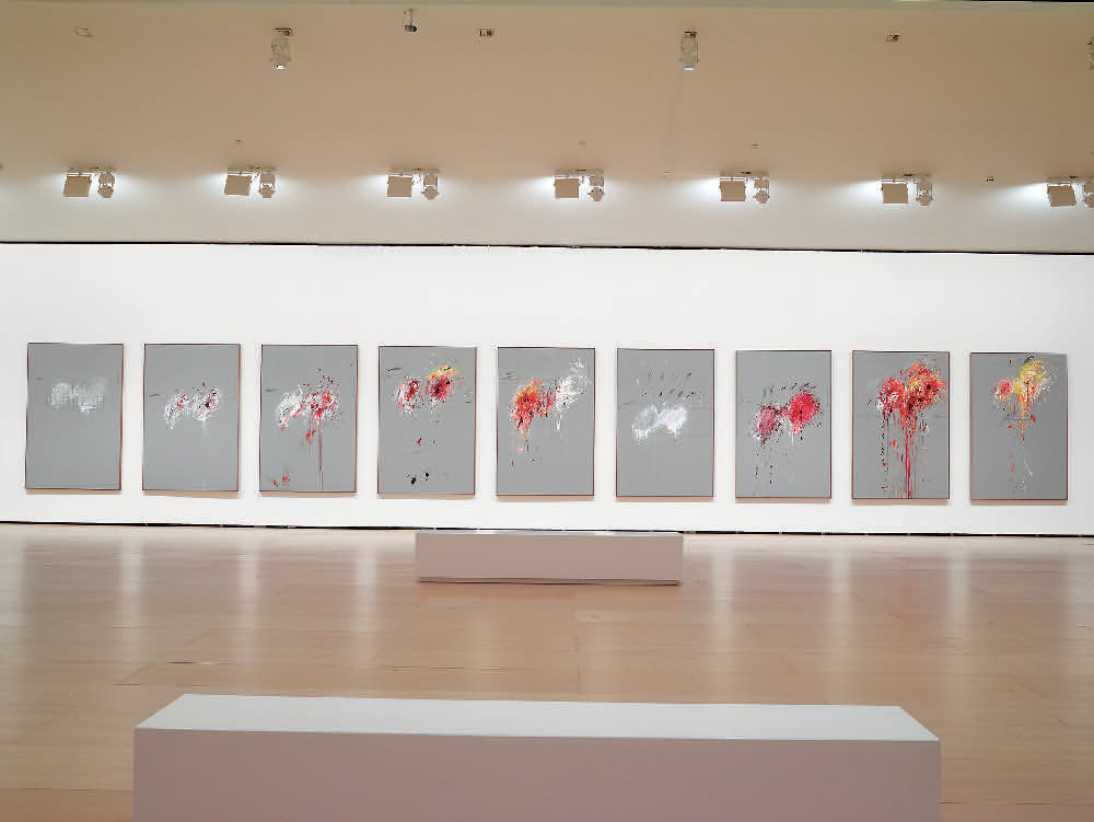 Installation view of <i>Nine Discourses on Commodus,</i> (1963). Guggenheim Bilbao Museo, Bilbao ©Cy Twombly Foundation, Rome, ©FMGB Guggenheim Bilbao Museoa, 2016