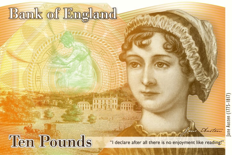 The new Jane Austen note. Courtesy of the Bank of England. 