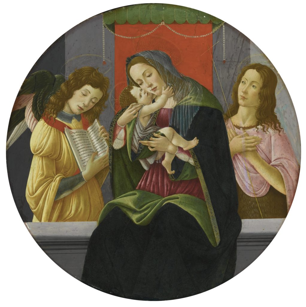 Sandro Botticelli and studio, The Madonna and Child Enthroned With Saint John the Baptist and an Angel. Courtesy of Sotheby's New York.