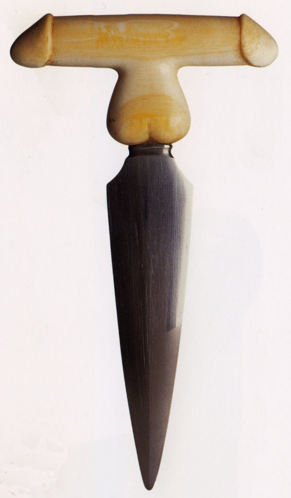 Unidentified Maker. Erotic Dagger, ca. 1870-1880. Ivory, steel blade. 5.5 x 3 x .75 in. Courtesy of Ricco/Maresca Gallery.