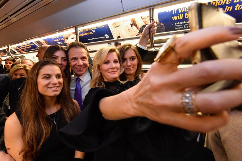 Governor Andrew Cuomo dedicates 2nd Avenue Subway with a selfie taken on-board the new line. Courtesy of Governor Cuomo. 
