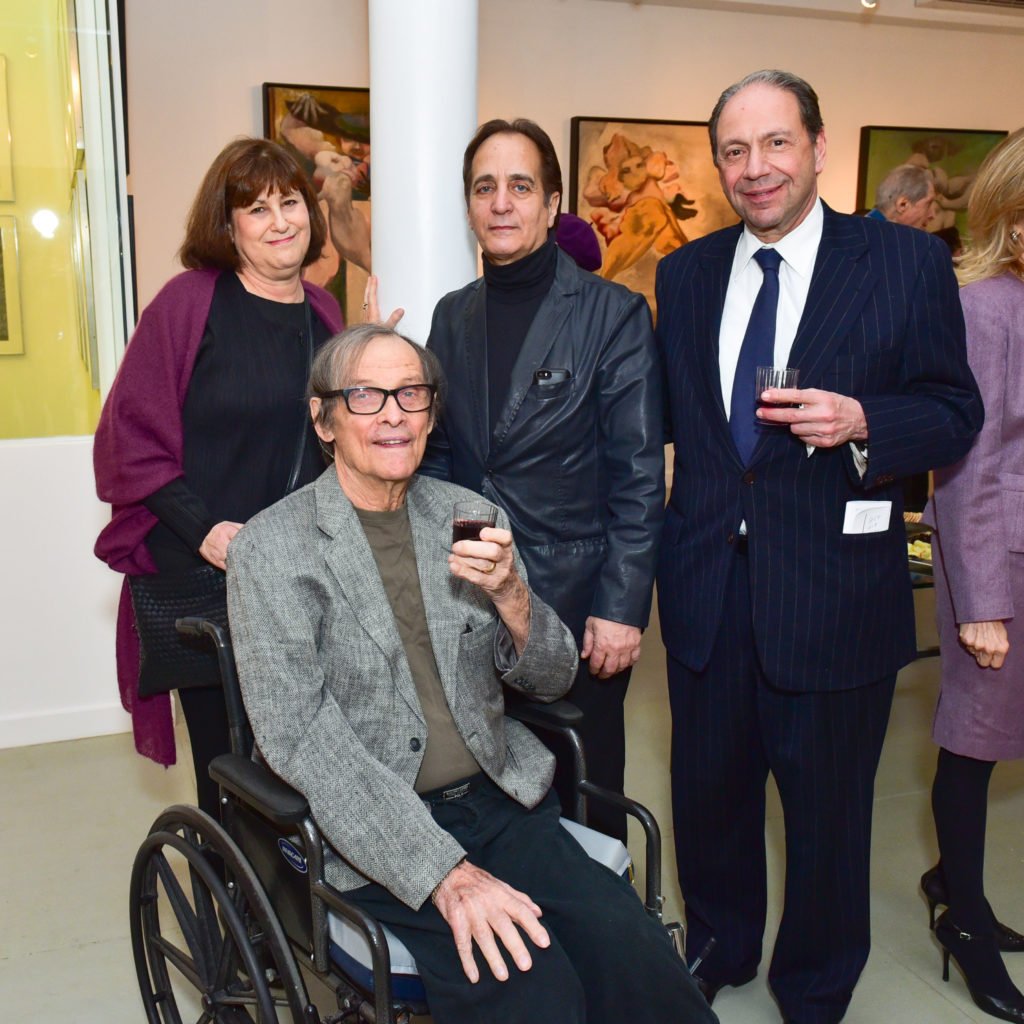 Lynn Gumpert, Charles Hinman, James Cavello, and Tony Williams at the opening of "Boris Lurie: Life After Death" at Westwood Gallery. Courtesy of Sean Zanni, © Patrick McMullan.