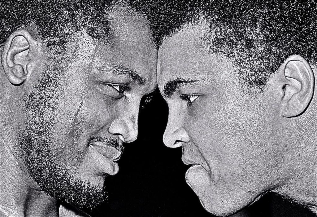 George Kalinsky, <em>Joe Frazier and Muhammad Ali</em> (1971). Courtesy George Kalinsky. The first of the famous “head to head” shots of Joe Frazier and Muhammad Ali or any boxers. They were preparing for their epic match-up in 1971, the Fight of the Century, at Madison Square Garden.