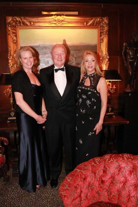 Judy Holm and Inness Hancock with Ad's-Gravesande, the intendant of the Jheronimus Bosch 500 Foundation, winner for Best Renaissance, Baroque, Old Masters, Dynasties for "Jheronimus Bosch – Visions of a Genius" at the Third Annual Global Fine Art Awards Gala at the National Arts Club. Courtesy of the Third Annual Global Fine Art Awards Gala.