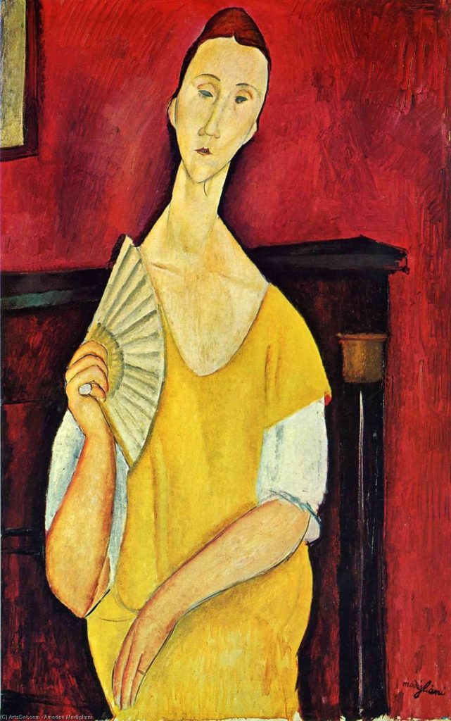 Amedeo Modigliani, Woman With a Fan (1919), is one of five paintings stolen by Vjeran Tomic in 2010. Collection of the Musée d'Art Moderne de la Ville de Paris.