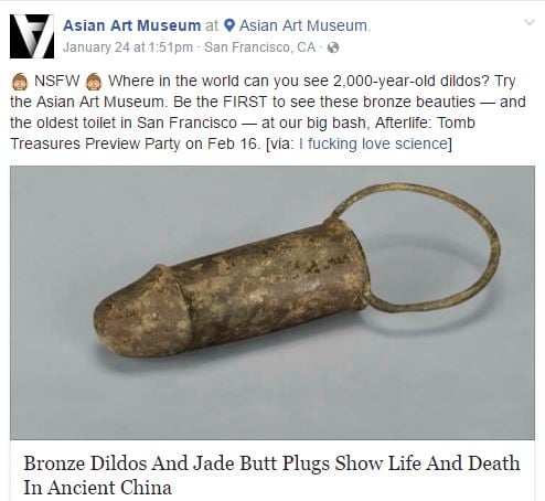 The Asian Art Mueum's Facebook post linking to the article.