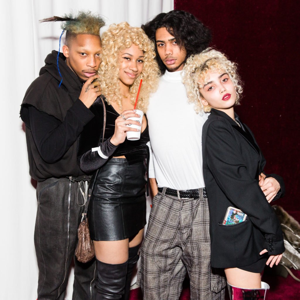 Dusty Gayle, Rhea Carter, Sai Nelson, and Alexis Jae at Bjarne Melgaard's "The Casual Pleasure of Disappointment" VIP Opening Night at Red Bull Arts New York. Courtesy of Benjamin Lozovsky/BFA.
