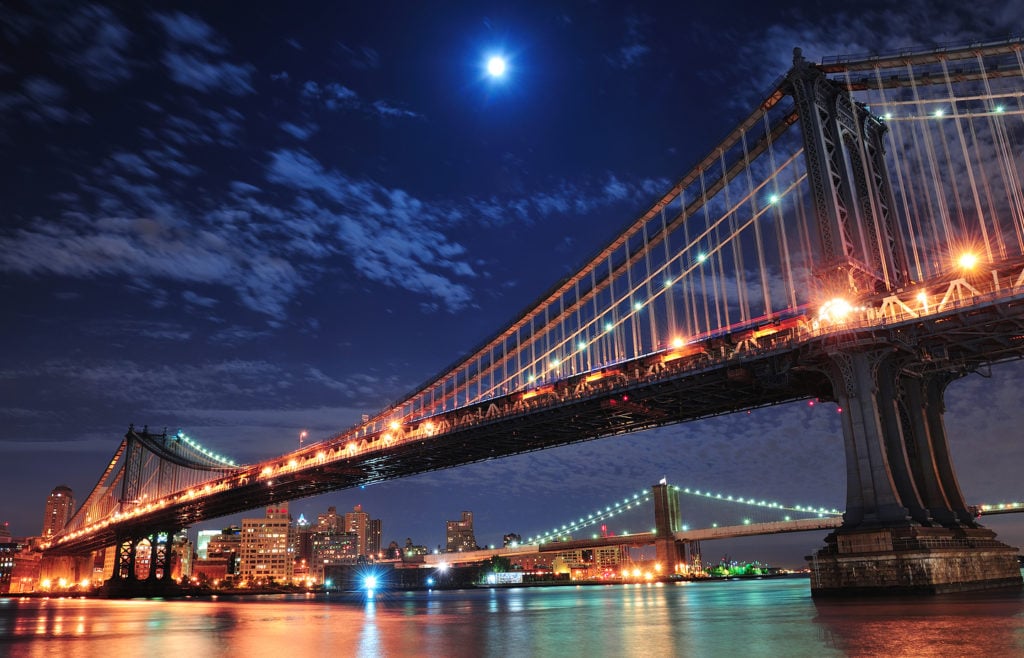 Brooklyn Bridge and Manhattan. Courtesy of Art on Paper.