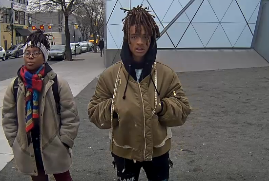Jaden Smith and a friend in HE WILL NOT DIVIDE US (2017). Screenshot from HE WILL NOT DIVIDE US