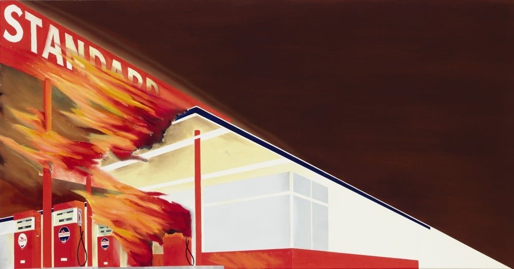 Ed Ruscha, Burning Gas Station (1965-66). Courtesy Christie's Images Ltd.