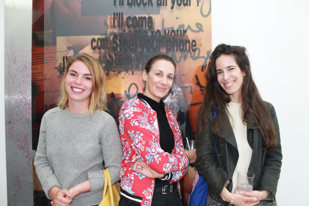 Zoe Fortin, Capucine Milliot, and Marie Salomé Peyronnel at the Young Women in the Arts Cinco de Mayo party at Arsenal Contemporary. Courtesy of Rain Embuscado.