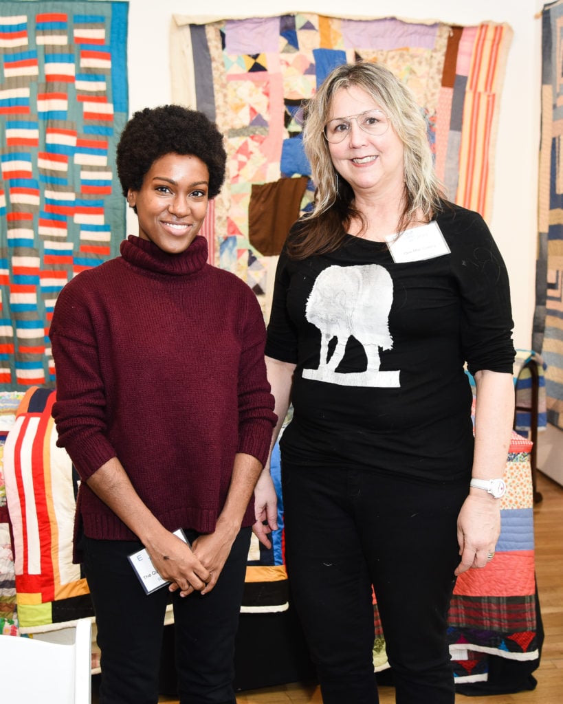 Rae Pleasant and Lisa Padovani at the Outsider Art Fair. Courtesy of BFA/Griffin Lipson. 