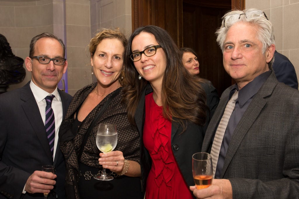 Marty Huberman, Wendy Mines, Dominique Surh, and Richard Savino at the celebration of the Leiden Collection's online catalogue launch at the Frick Collection. Courtesy of Steven Zeswitz Photography.