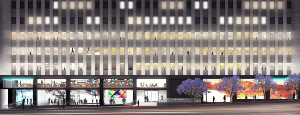 A rendering of Southern Façade on Wilshire Boulevard, courtesy of MMA.