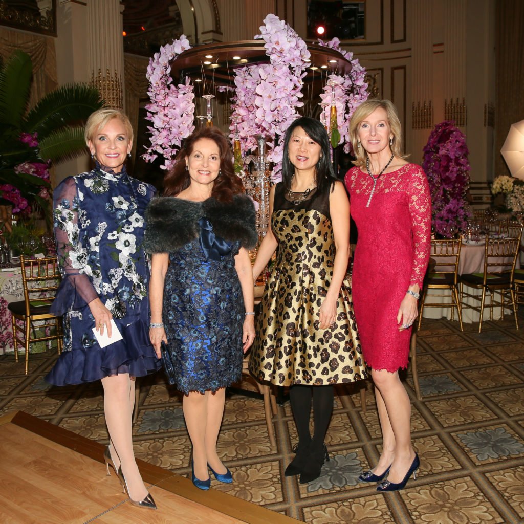 Sharon Jacob, Vera Aryeh, Tina Swartz, and Susan Matelich at the Orchid Dinner for the New York York Botanical Garden. Courtesy of BFA. 