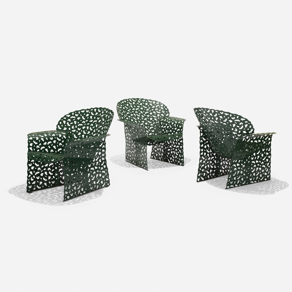 Richard Schultz, Prototype Topiary dining chairs, set of three. Courtesy Wright Auctions, Chicago.
