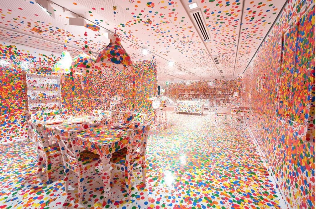 Yayoi Kusama, "The Obliteration Room," 2002 to present. Collection: Queensland Art Gallery, Brisbane, Australia. Photograph: QAGOMA Photography. © Yayoi Kusama