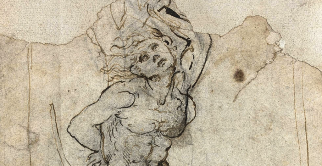 The front of the drawing attributed to Leonardo da Vinci. Courtesy Tajan.