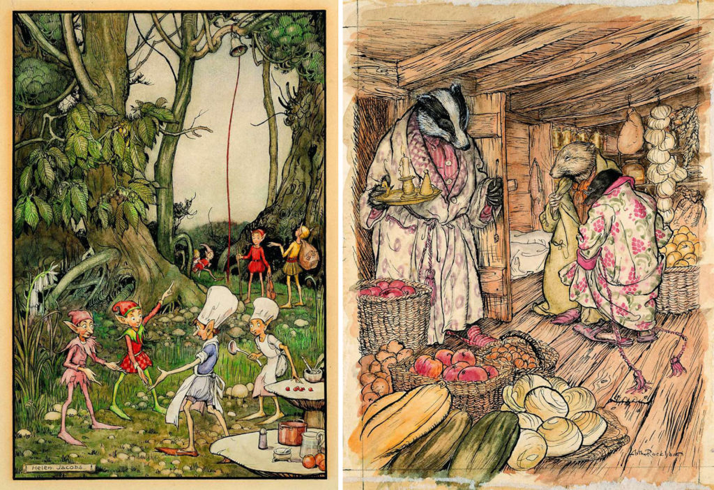 Artwork by Helen Mary Jacobs and Arthur Rackham. Courtesy of the Lucas Museum of Narrative Art. 