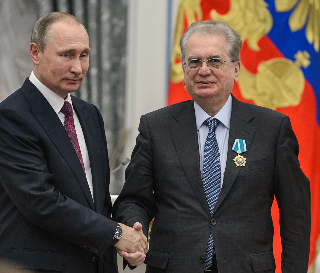 Vladimir Putin and Mikhail Piotrovsky in Moscow. Photo courtesy Dmitry Azarov/Kommersant via Getty Images.