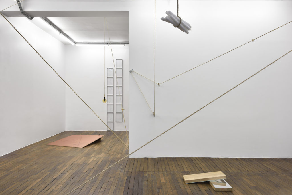 Vittorio Santoro, view of the exhibition “Pulleys, I & The Supposed Half of a Day &…” at Galerie Thomas Bernard - Cortex Athletico, 2016, Paris Courtesy of the artist and Thomas Bernard - Cortex Athletico, Paris.