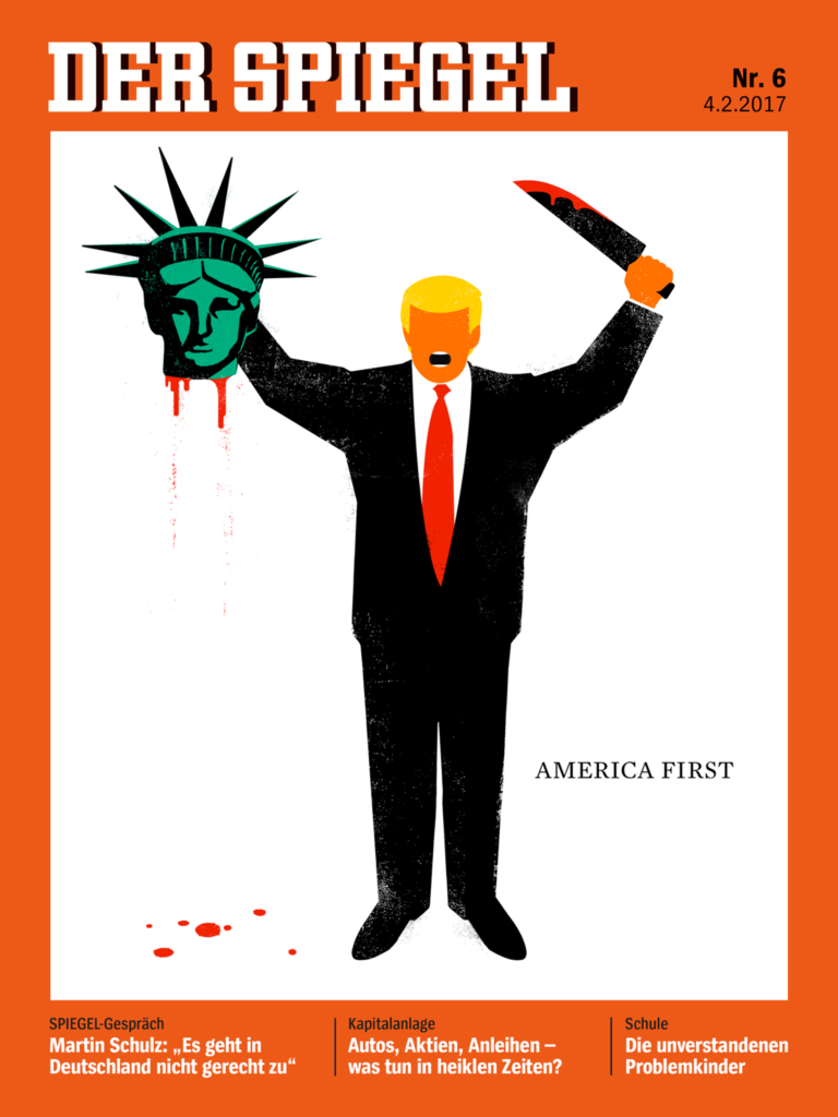Edel Rodriguez created the art for the latest issue of <em>Der Spiegel</em>. Courtesy of <em>Der Spiegel</em> via Facebook.